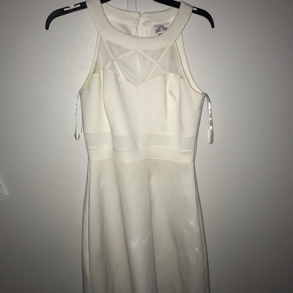 White formal dress with lace top - Picture 2 of 4